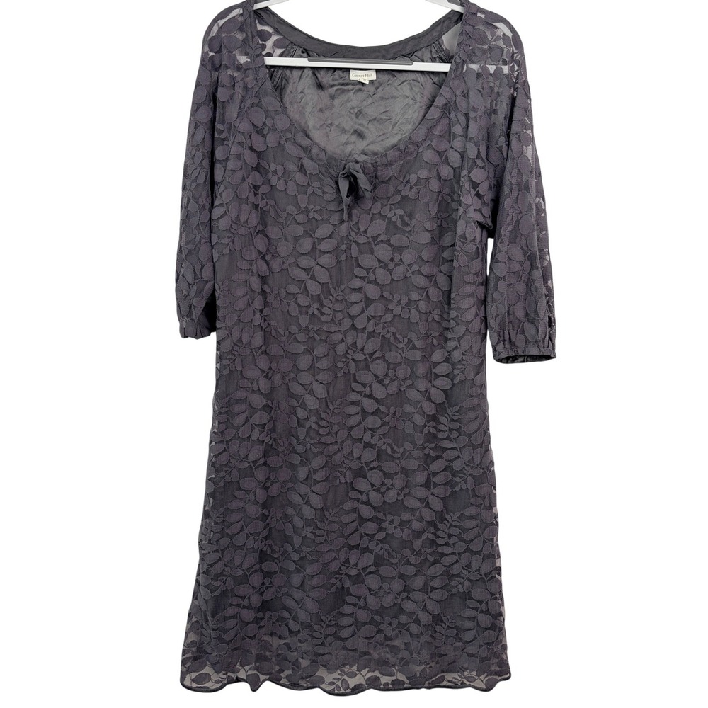 Garnet Hill Lace Shift Dress 10 Grey Excellent
